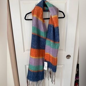 NWT Big striped scarf with fringe